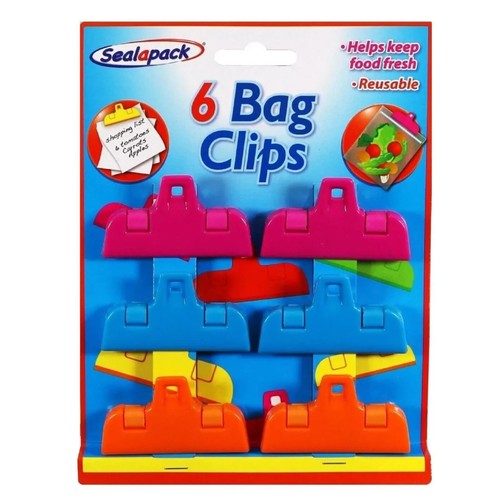 Reusable food bag clips - 6x,