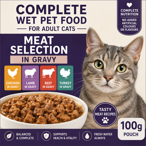 Complete wet cat food - wet, meat